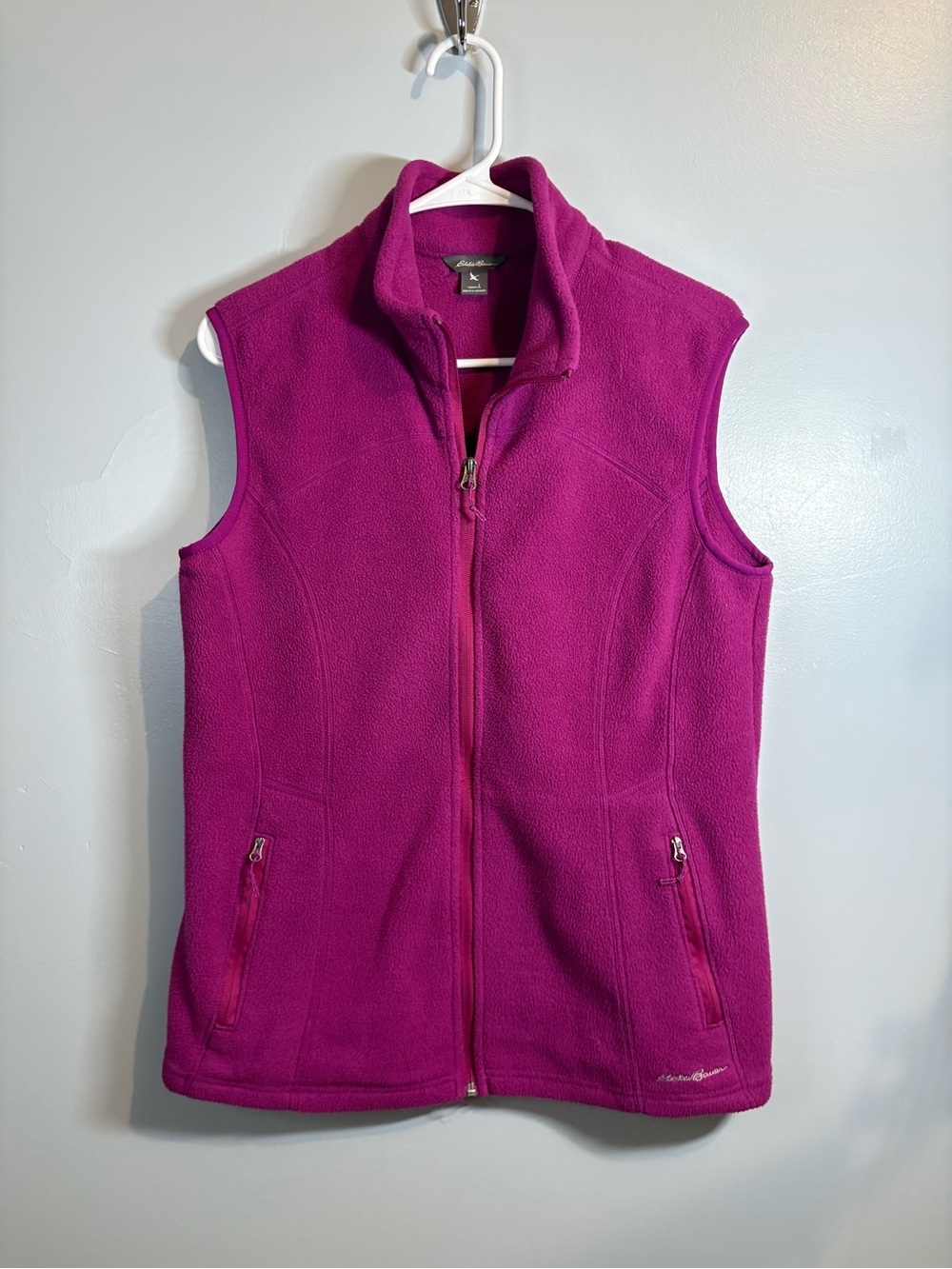 Eddie Bauer Women's Large Bright Fuchsia Full-Zip Fleece Vest Gorpcore Winter